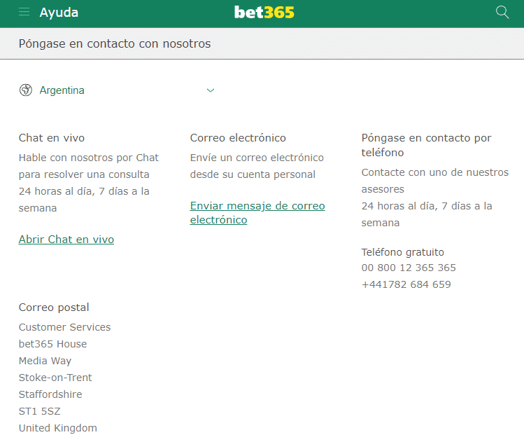 bet365 atencion al cliente